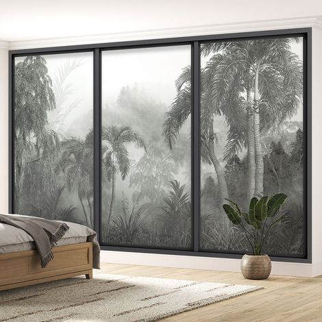 Papier peint panoramique Trompe l'oeil baie vitrée - Jungle - 130 cm x 78 cm (1/5)