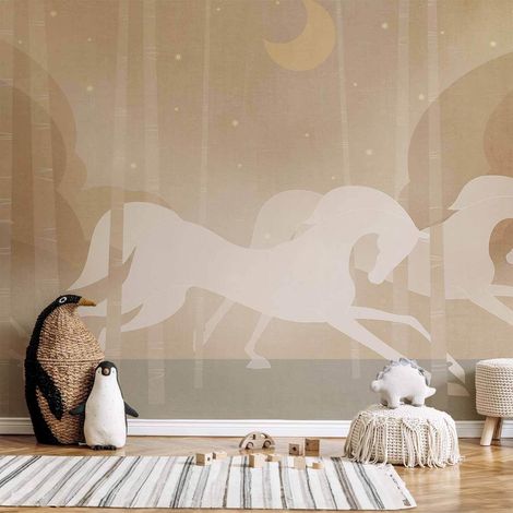 Papel pintado artgeist caballos en movimiento 200 cm x 140 cm