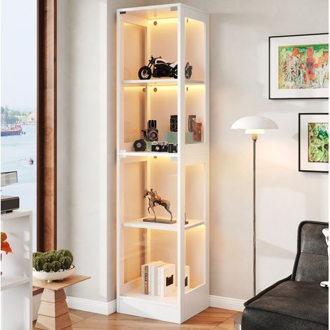 mobile contenitore 40x35x170 LED vetro moderno bianco OKMYHOME (1/5)