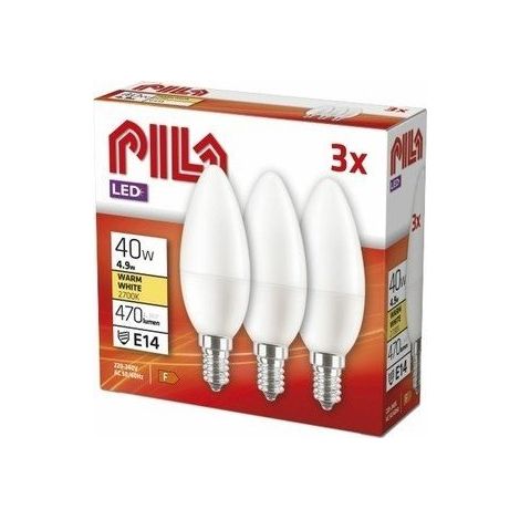 Ampoule Pila LED E14 4.9W lumière chaude 3 pcs