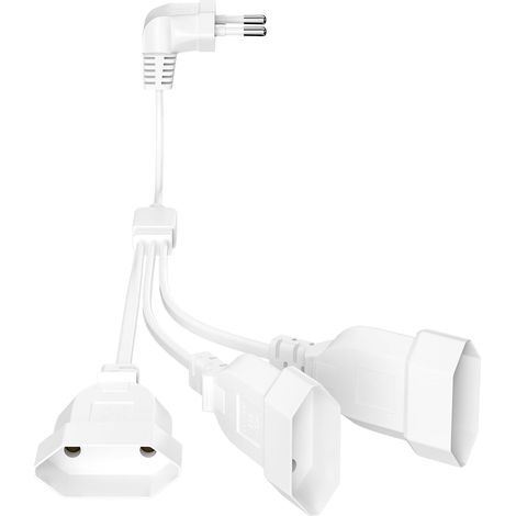 3-in-1 Flachstecker-Verlängerungskabel, Euro-Verlängerungskabel, Flachstecker-Verlängerungskabel für Fernseher, Computer, Monitor, Projektor, Lampe, Haushaltsgeräte (Weiß)