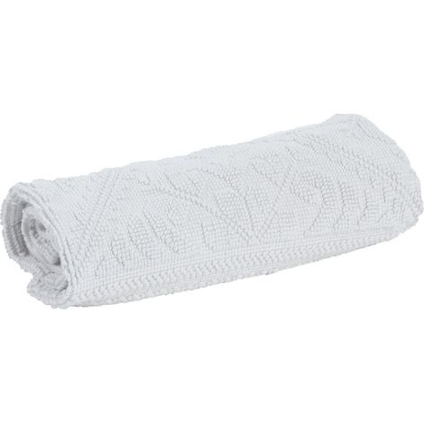 Tapis de Bain 100% Coton avec Tissage Jacquard Dense Motif Arabesque Coloris Neige - PANGIVO (1/3)