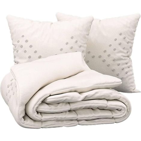 Linge de lit en coton lavé tufté 240 x 220 cm ivoire (1/5)