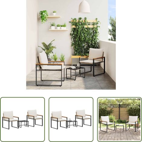 Chaises extérieures - Ensembles de meubles 3 pcs Beige et blanc crème Rotin (1/5)