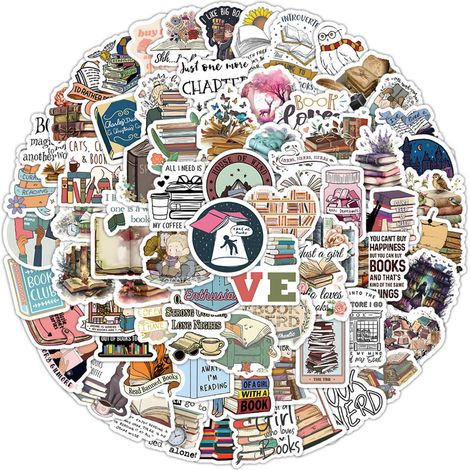 Sticker Livre - Autocollants Fantaisie Holographiques - Pour Livres Ordinateurs Bouteilles Skateboards Carnets Valises - 100 Pièces (1/5)