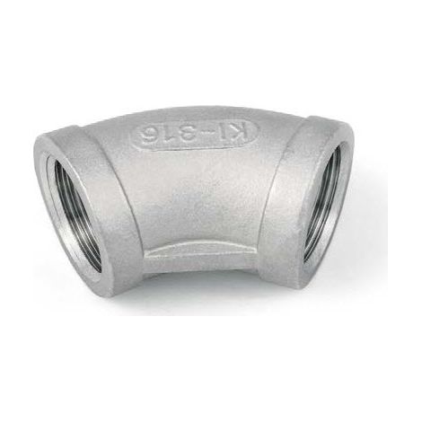 BSP 1/2" Female/Female 45 Degree Elbow Pipe Fitting - T316 (A4) Marine Grade Stainless Steel - Parallel Threads (BSPP / G Thread (1/2)
