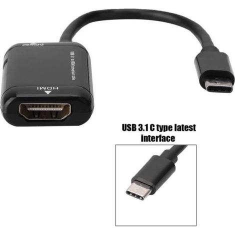 Adaptateur HDMI - USB-C vers HDMI - Pour Tablette et Téléphone Android - Sortie Vidéo HD - 1 Pièce (1/4)