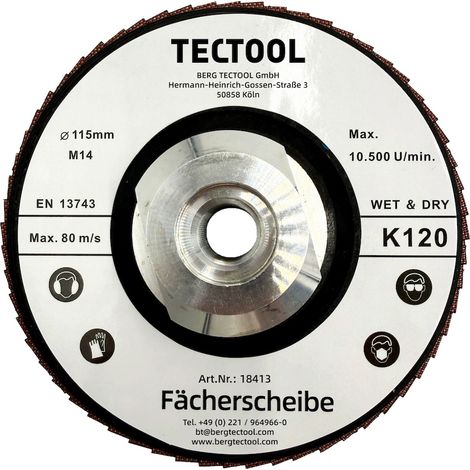 TECTOOL Disque à lamelles diamant hybride Ø115 mm - grain K120 - filetage M14 (1/3)