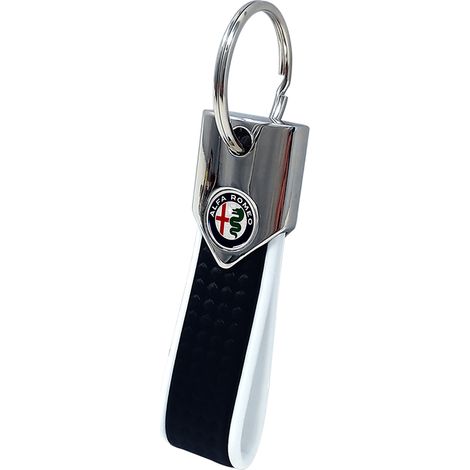 Portachiavi Elite Alfisti, Carbon con Logo Alfa Romeo Colors - Colore: BIANCO CARBON