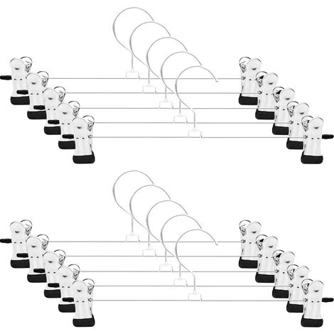 10pcs Cintre Pinces 30cm, Cintres pour Pantalons, Cintre en Métal avec Pinces, Cintres Porte-Pantalons Métal, Cintre Pince pour Pantalons, Jupes, Vêtements (1/5)