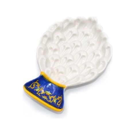 Piatto Decorativo Casa Forma Pomo Colore Bianco e Oro 12 x 18 cm (1/2)