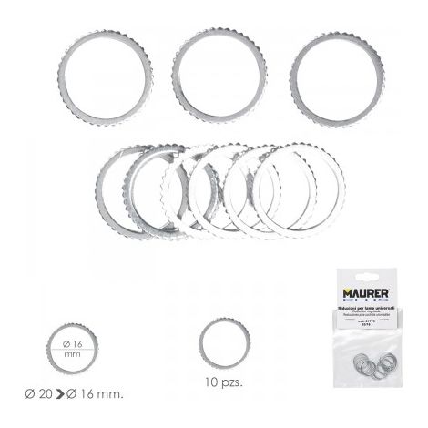 Adaptateurs/Réducteurs Disque à tronçonner le bois Ø 20 à Ø 16 mm. (Sac 10 pièces)