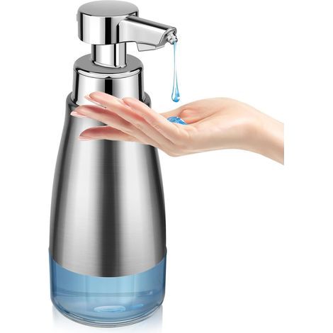 Berührungsloser Flüssigseifenspender aus silberfarbenem Edelstahl – 444 ml, 3 Füllstufen, nachfüllbar für Bad und Küche (1/5)
