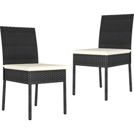 Garten-Essstühle 2 Stk. Poly Rattan Schwarz
