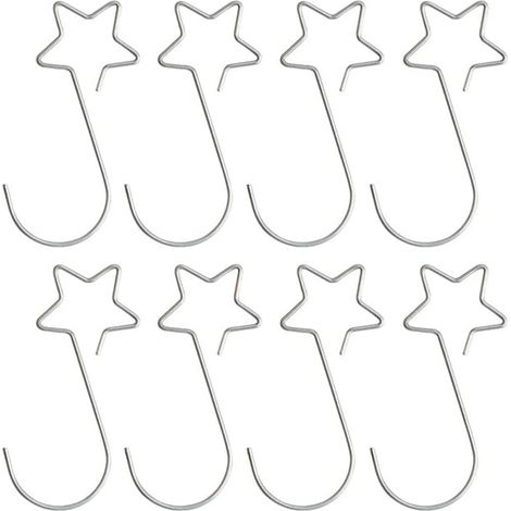 Set mit 20 Weihnachtsbaumhaken, stern- und s-förmige Weihnachtshaken, dekorative Metallhaken für Weihnachtsdekorationen, silberfarben
