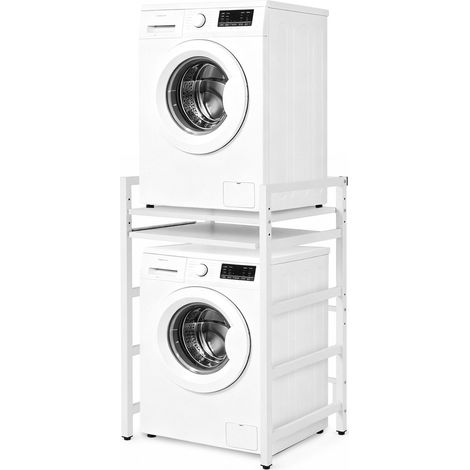 Jiubiaz Estantería para Lavadora con Balda Deslizante Mueble de Almacenamiento Lavadora Ajustable - Blanco (1/5)