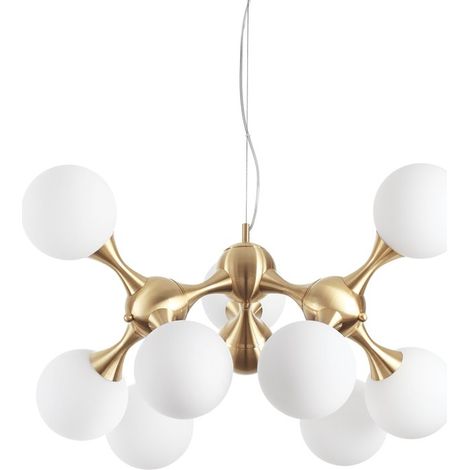 Sospensione Contemporanea Nodi Metallo Ottone 9 Luci E14
