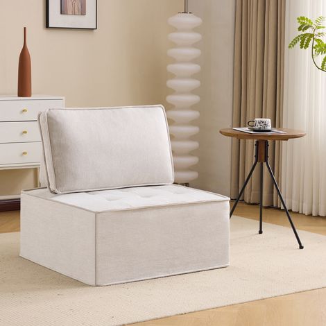 Fauteuil compact, assise confortable type pouf, design moderne pour salon, chambre, chambre d’amis ou enfant (1/5)