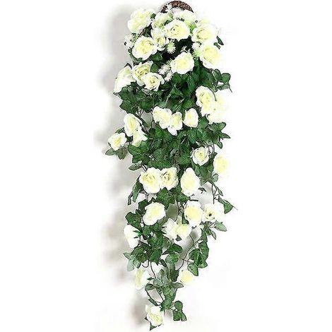 Décoration d'intérieur tendance, fleurs artificielles, roses suspendues, fausses plantes grimpantes pour la maison et le jardin.blanc (1/5)