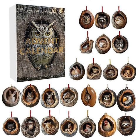 Pendentif animal en acrylique pour sapin de Noël, boîte surprise, compte à rebours de l'Avent, décoration de sapin de Noël (1/5)