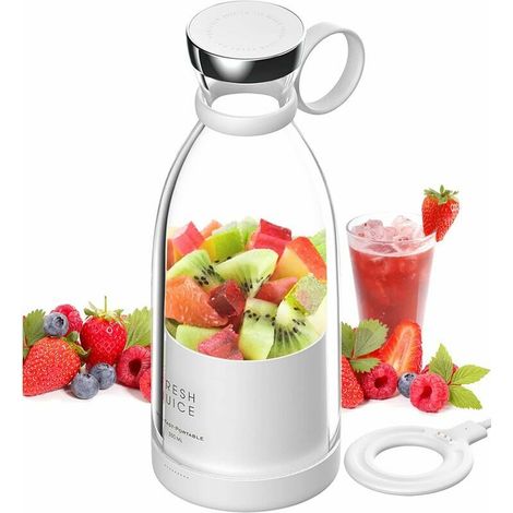 Blender Smoothie Makers, Portable Blender Mini Jug Blenders, Multifonctionnel Personal Blender avec USB Rechargeable, for Baby Food, Travel, Office, Gym (blanc)