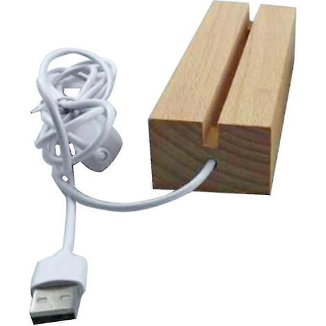 Socle en bois lumineux à LED pour présentoir à cristaux - Support lumineux avec éclairage à intensité variable et chargement USB (1/5)