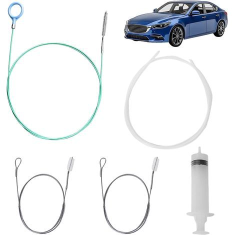 Kit di pulizia per tettuccio apribile auto, composto da 5 pezzi: spazzola lunga 300 cm per lo scolo, 2 spazzole da 90 cm, 1 siringa, 1 tubo per siringa per la pulizia dell'auto e del tubo flessibile. (1/5)