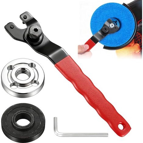 Angle Grinder Adjustable Wrench for Angle Grinder, 8-48mm, Universal Adjustable Wrench with Hex Socket, Allen Wrench and 2 Threaded Flanges, Carbon Steel Rust Proof (1/5)