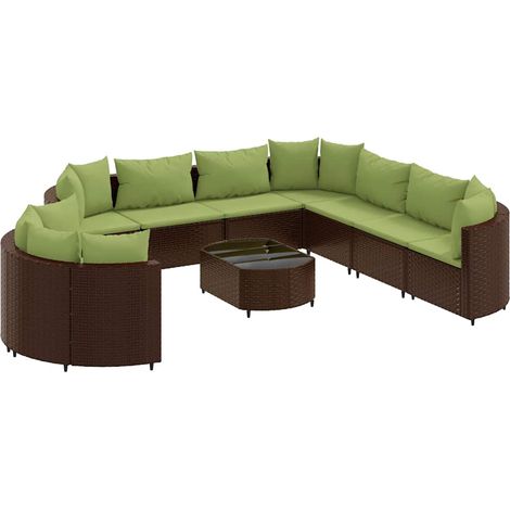 Maison Exclusive - Set Divani da Giardino 10pz con Cuscini in Polyrattan Marrone (1/5)