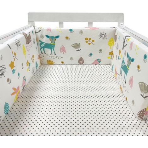 Tour de lit bébé, barrière de lit en coton pour nouveau-né, rabat tressé, berceau bébé - Cerf -