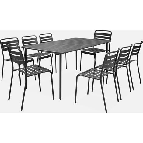 Set tavolo da giardino in acciaio con 8 sedie, 160cm