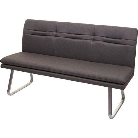 [NEUWERTIG] Sitzbank HHG-911, Esszimmerbank Bank Polsterbank, Rückenlehne Stoff/Textil Edelstahl gebürstet grau-braun 160cm