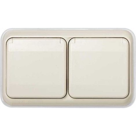 Deckel mit vertieftem Rahmen mit 2 Elementen IP54 Simon 44 beige SIMON 44529-38