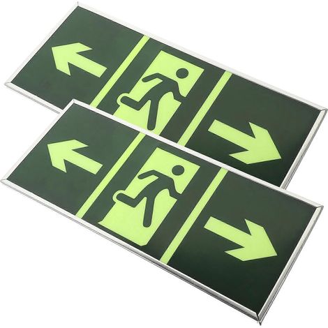 Lot de 2 panneaux de sortie de secours en acrylique, lumineux, indicateurs de sécurité murale (1/5)