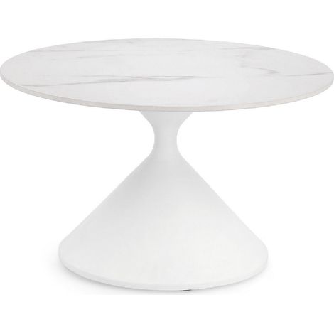 Tavolino joona bianco, base in acciaio Ø 50 x 52 cm (1/2)