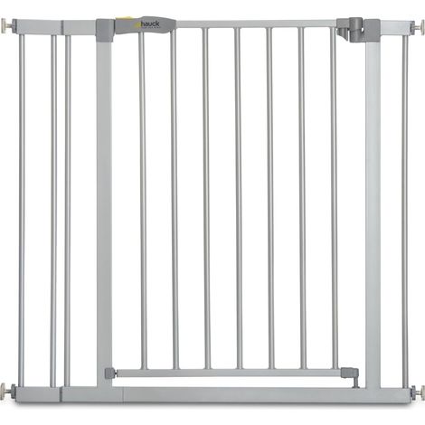Barriere de Securite Enfant Porte et Escalier et Barriere Chien Stop N Safe 2 incl. Extension de 9 cm, pour Largeur de 84 à 89 cm, Sans Percage - Usage Intérieur, Métal Gris (1/5)