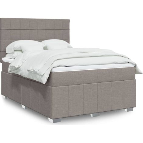 Boxspringbett mit Matratze Taupe 140x190 cm Stoff vidaXL