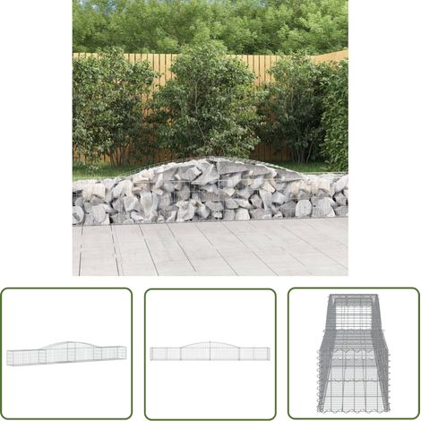 Panier de gabion Clôture de jardin Mur en Gabion Cage à Pierres de Jardin décoratifs arqué 400x50x40/60 cm Fer galvanisé DBEB8877064 (1/5)