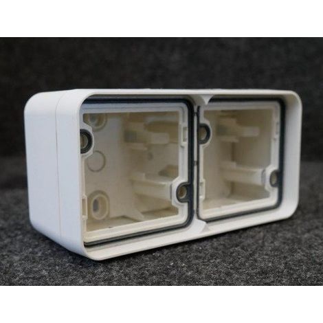 boitier saillie 2 postes horizontaux hager cubyko composable blanc - 2 entrées