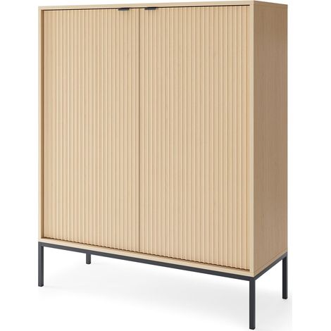 Selsey VELLORE - Buffet haut 2 portes - 104 cm - aspect chêne avec pieds noirs (1/5)