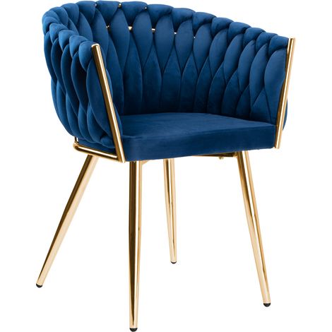 COFTON gold VELVET marineblauer gewebter Samtstuhl