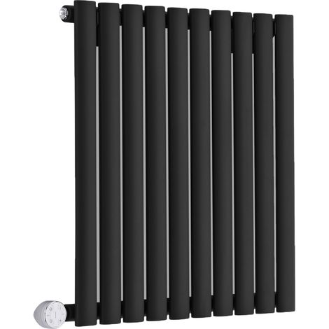Hudson Reed Vitality Électrique – Radiateur Design Horizontal Colonnes Ovales – Noir – 63.5 x 59.5 cm