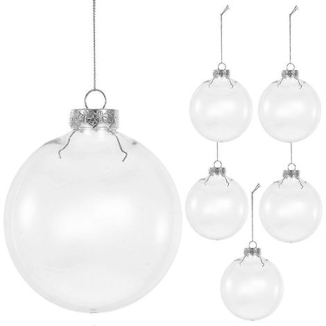 Boules de Noël transparentes en plastique, lot de 12, pour loisirs créatifs (1/5)