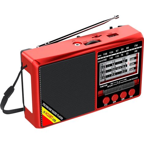 Radio Portable FM/AM/SW Toutes Bandes – Mini Récepteur Radio à Piles, Haut-Parleur Bluetooth Compatible, Lecteur de Radiodiffusion, Idéale pour les Personnes Âgées (1/5)