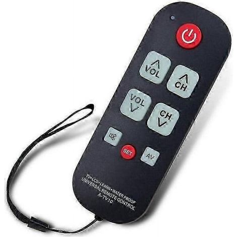 Télécommande TV A-TV10 compatible avec les seniors Contrôleur universel Télécommande étanche simple avec lumière LED compatible avec tous les modèles (1/5)