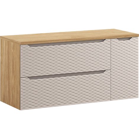 Waschtischunterschrank 120cm, Eiche mit beige, OLUO-56-BEIGE (1/5)
