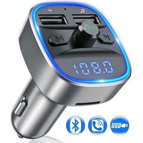Bluetooth-FM-Transmitter, Autoradioadapter mit Mikrofon und 2 USB-Ladegeräten, LED-Display, Freisprecheinrichtung fürs Auto (1/5)