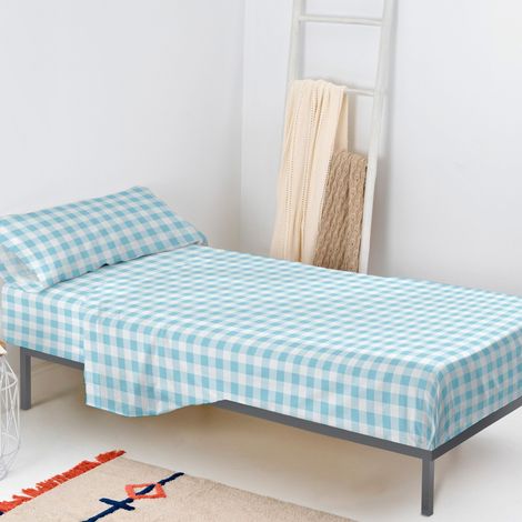 Vichy Juego de sábanas 2 piezas 180x270 cm (Cama 105) Azul (1/5)