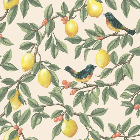 Holden Lemon Leaf Trail Cream Orange Wallpaper Botanical Paste The Paper (1/4)