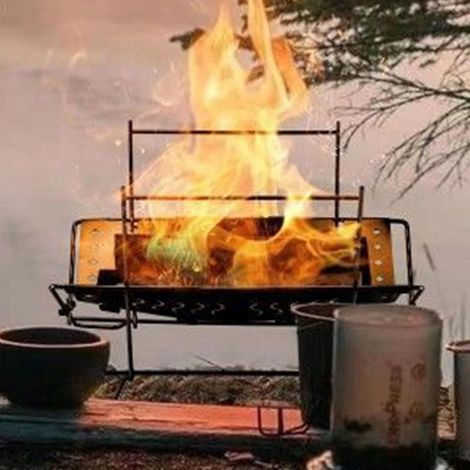 Barbecue de cuisine extérieure - Support de feu pliable en acier inoxydable pour la cuisson Organisateur (1/4)
